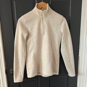 Elegant Cream Quarter-Zip Women's Sweater
